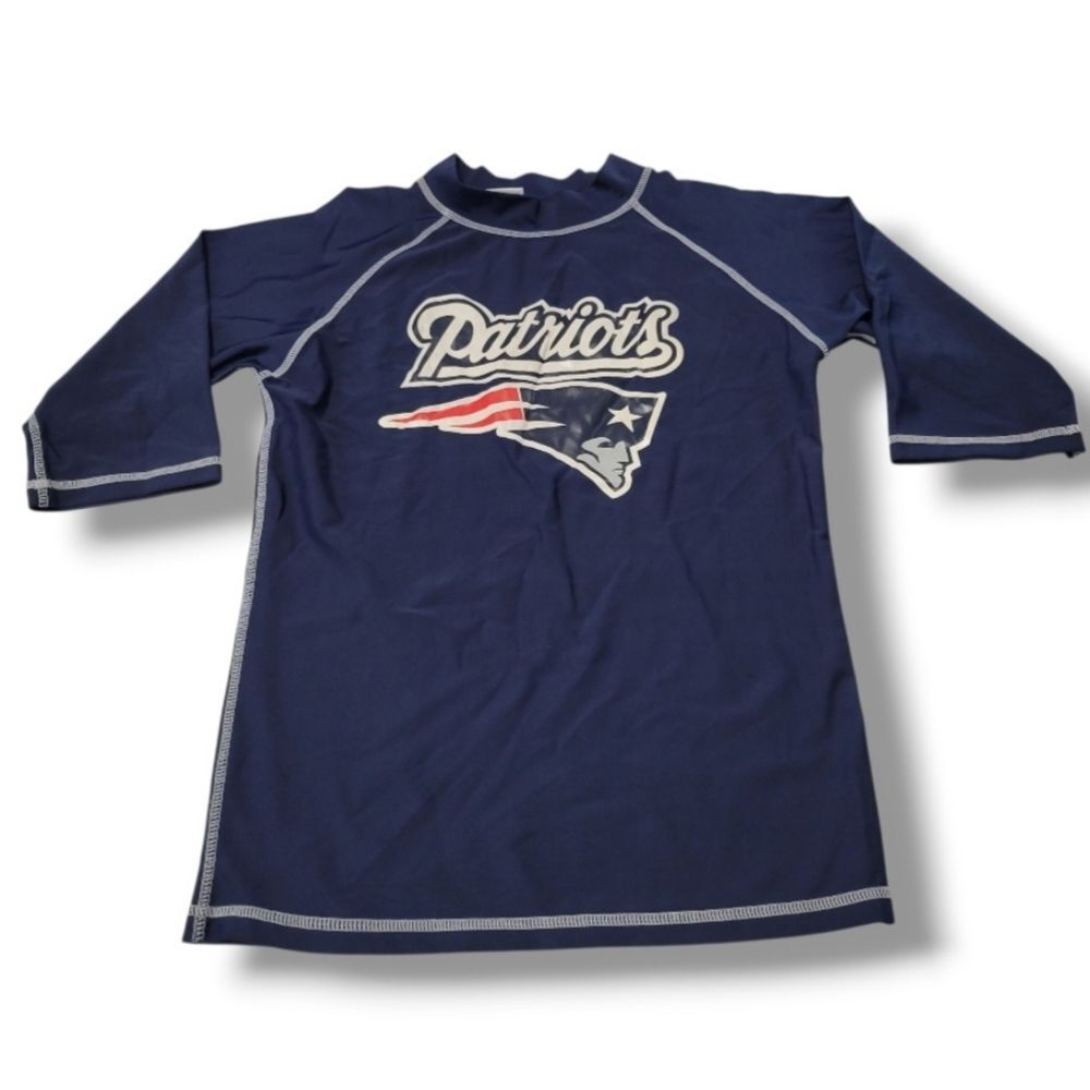 New England Patriots Rash Guard Size 14 /16 NFL Team Apparel Swim Shirt Football